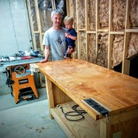 Workbench ONE ( my old bench ) went to a new home today.  The bench build for #workbenchtwo is coming to a close.  I am using the new bench and tail vise to smooth the shelf pieces for the new bench.  I had the old bench for 10 years.  Good to give it a new home.